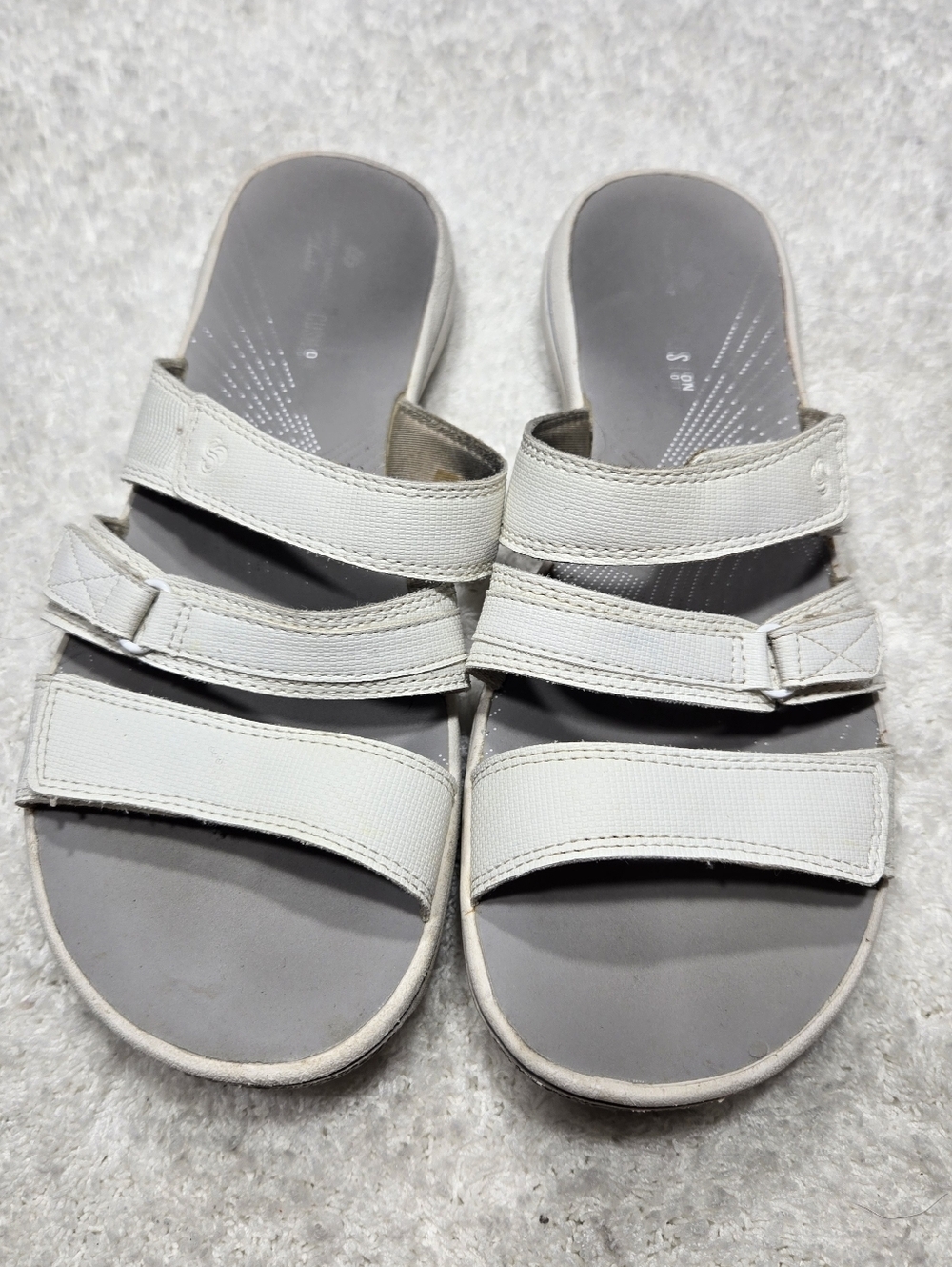 Cloudsteppers by Clark Women's 8M Brinkley Coast Sandals Adjustable White Slide